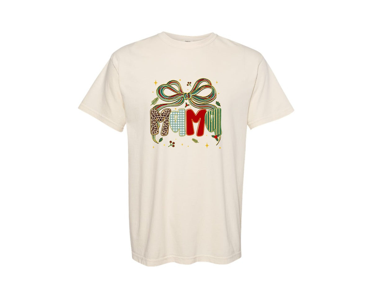 brand:Comfort Colors|color:Ivory|Christmas Coquette Mama Graphic T-Shirt