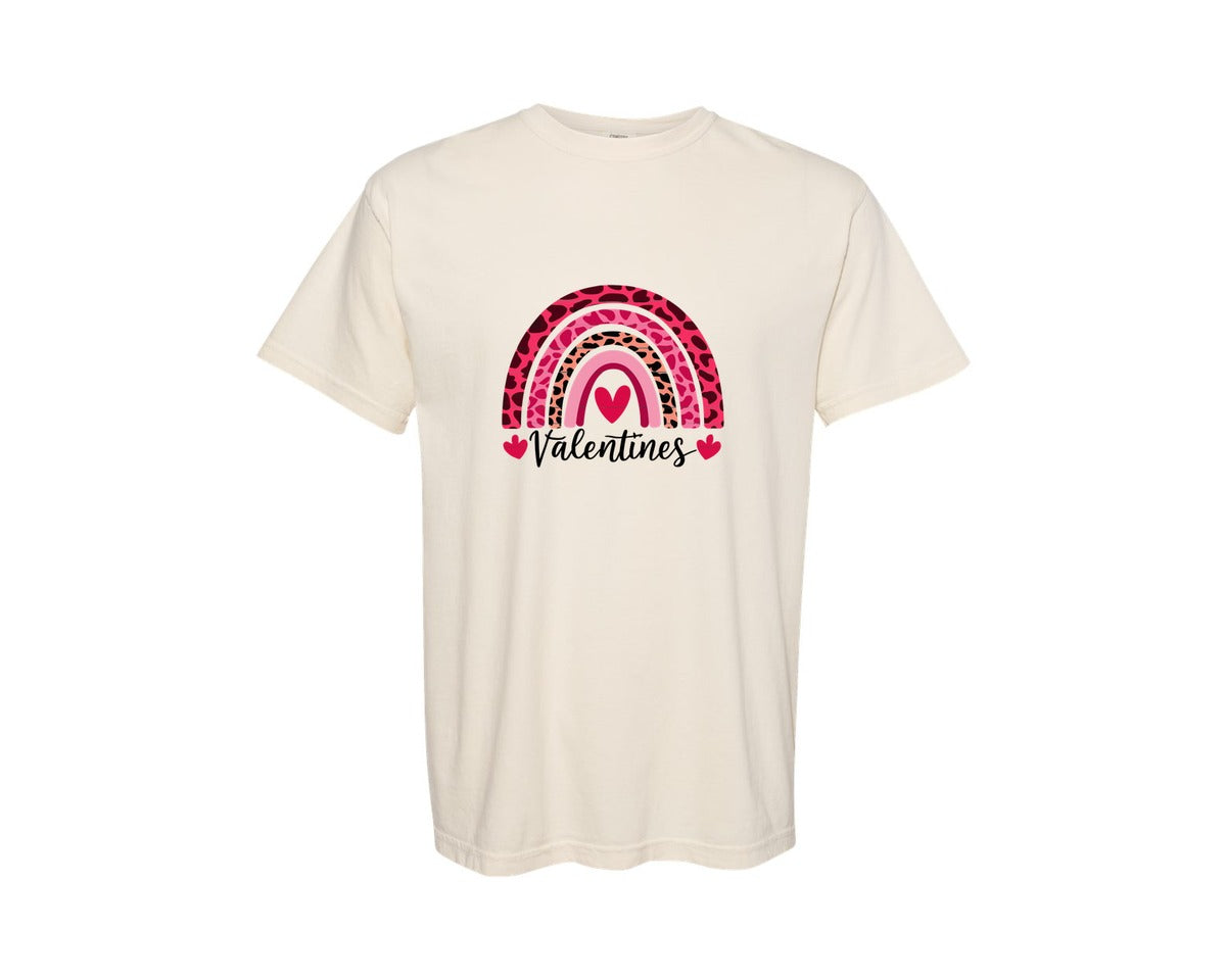 brand:Comfort Colors|color:Ivory|Leopard Rainbow Valentines Day Graphic T-Shirt