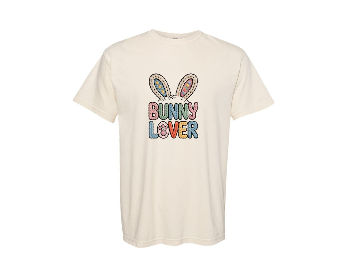 brand:Comfort Colors|color:Ivory|Faux Yarn Bunny Lover Bunny Graphic T-Shirt