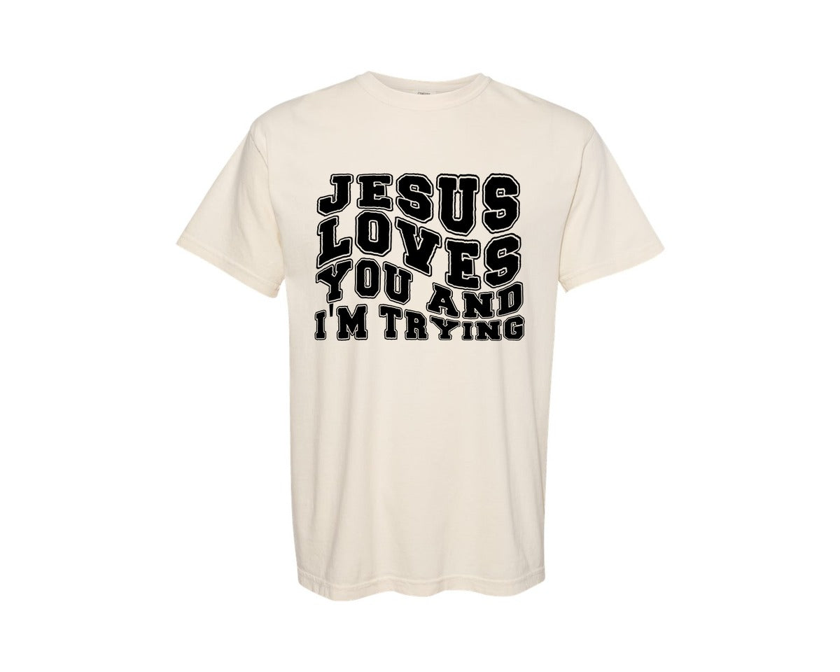 brand:Comfort Colors|color:Ivory|Jesus God Religious 3 Graphic T-Shirt