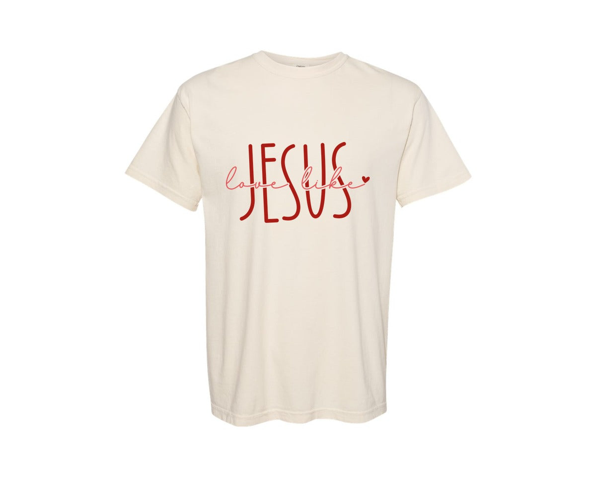 brand:Comfort Colors|color:Ivory|Love Like Jesus Svgchristian Valentines Graphic T-Shirt