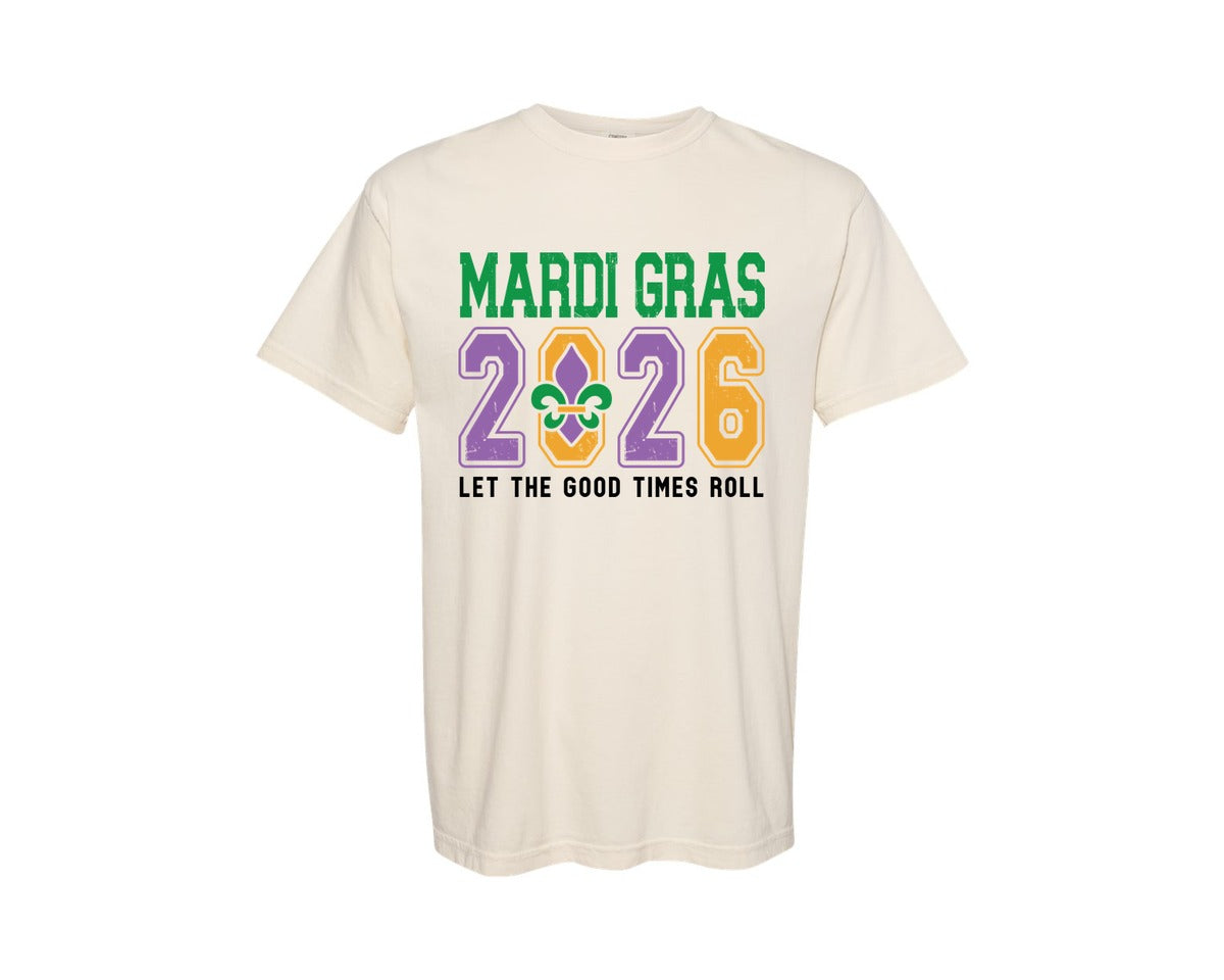 brand:Comfort Colors|color:Ivory|Mardi Gras Mardi Gras 2026 2 Graphic T-Shirt