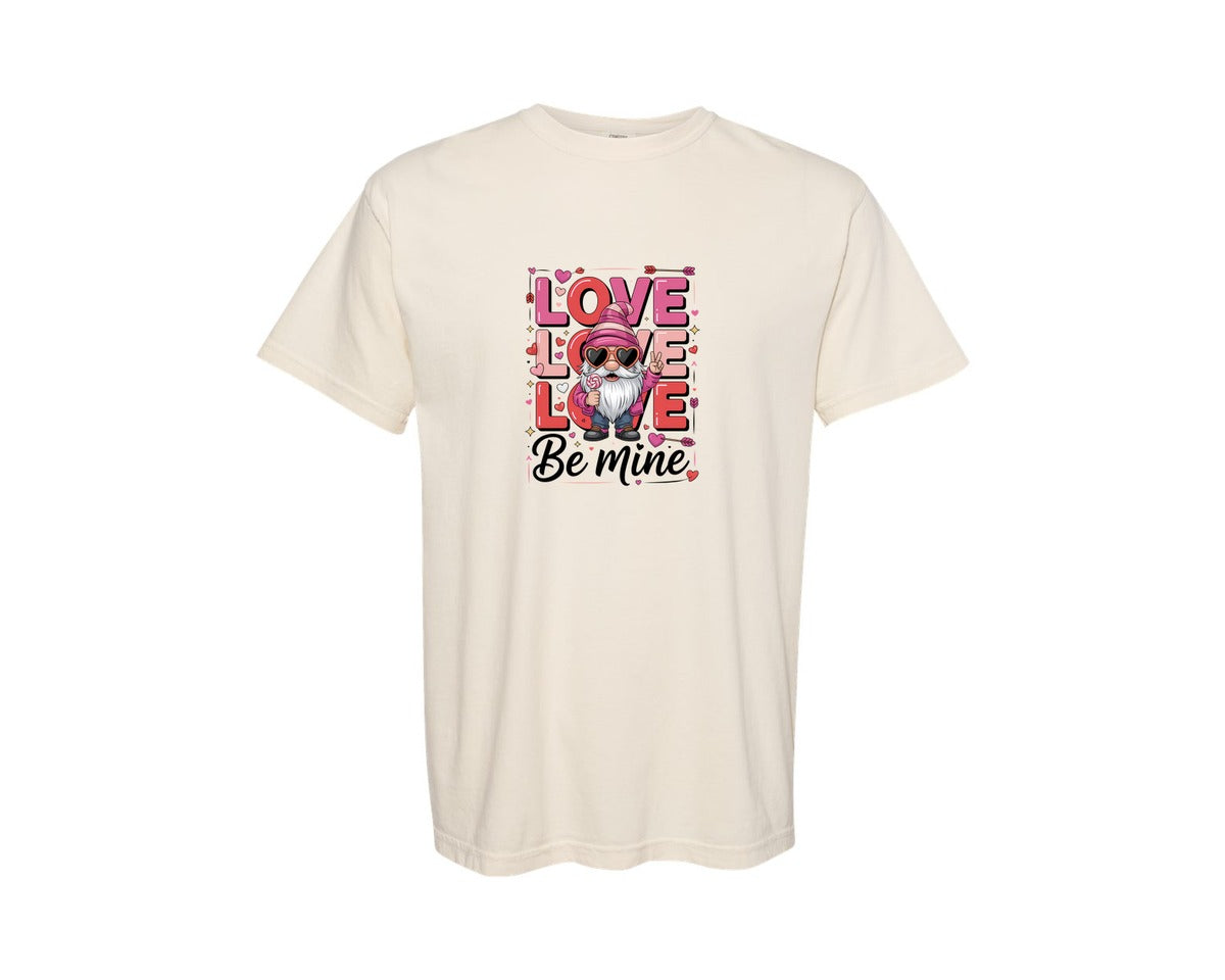 brand:Comfort Colors|color:Ivory|Be Mine Valentine Gnome Love T Shirt Graphic T-Shirt