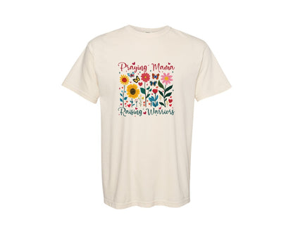 brand:Comfort Colors|color:Ivory|Praying Mama Raising Warriors Boho Graphic T-Shirt