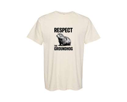 brand:Comfort Colors|color:Ivory|Respect The Groundhog Art Graphic T-Shirt