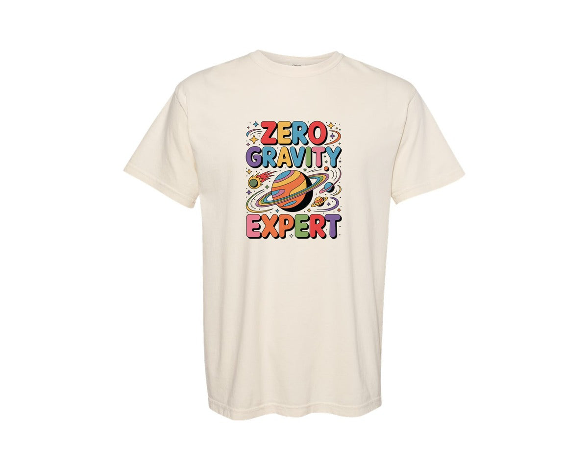 brand:Comfort Colors|color:Ivory|Zero Gravity Expert Astronaut Art Graphic T-Shirt