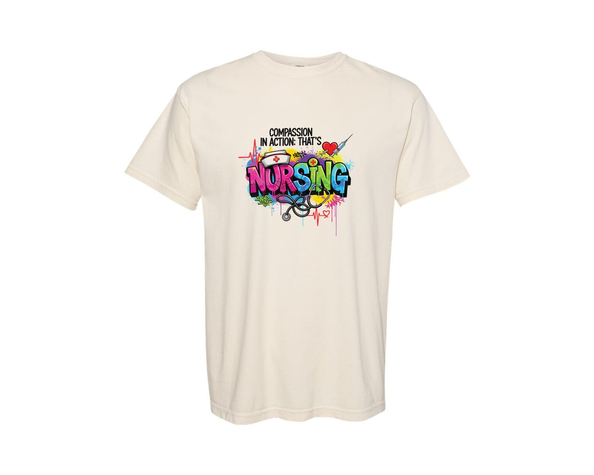 brand:Comfort Colors|color:Ivory|Compassion In Action Thats Nursing 2 Graphic T-Shirt