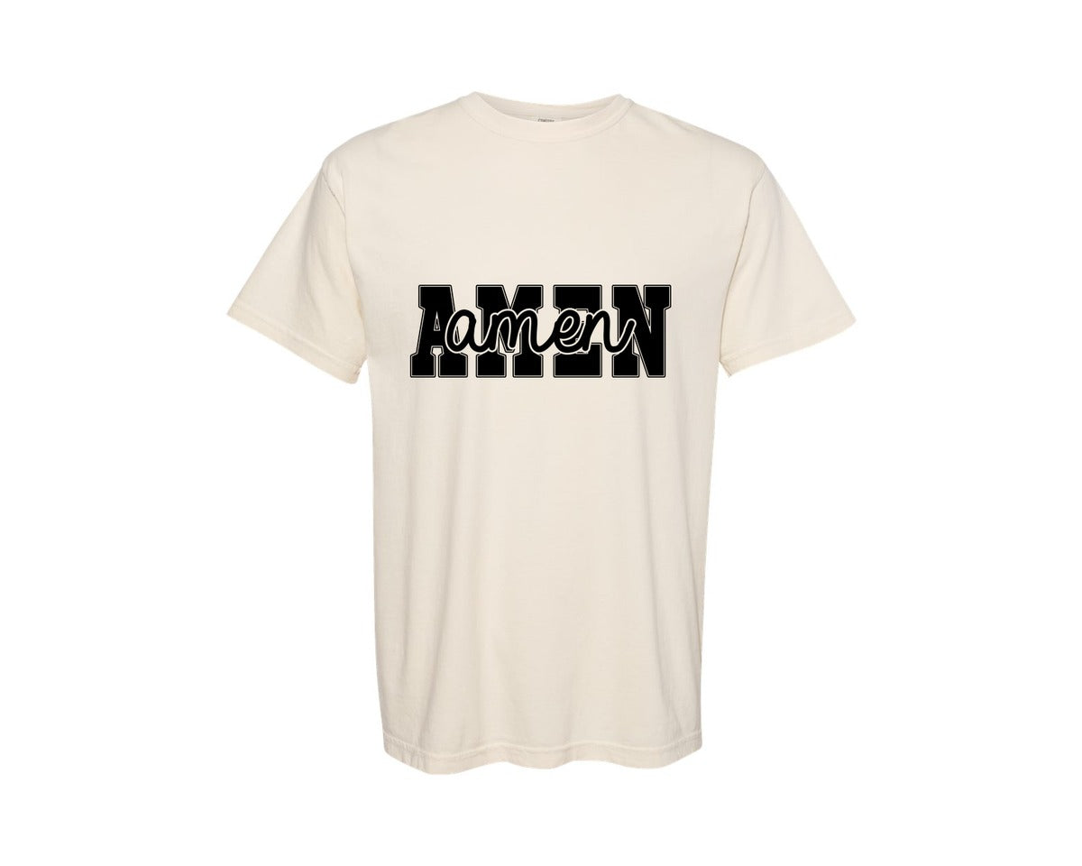brand:Comfort Colors|color:Ivory|Amen Cross Bow Christian Bible Vers Graphic T-Shirt