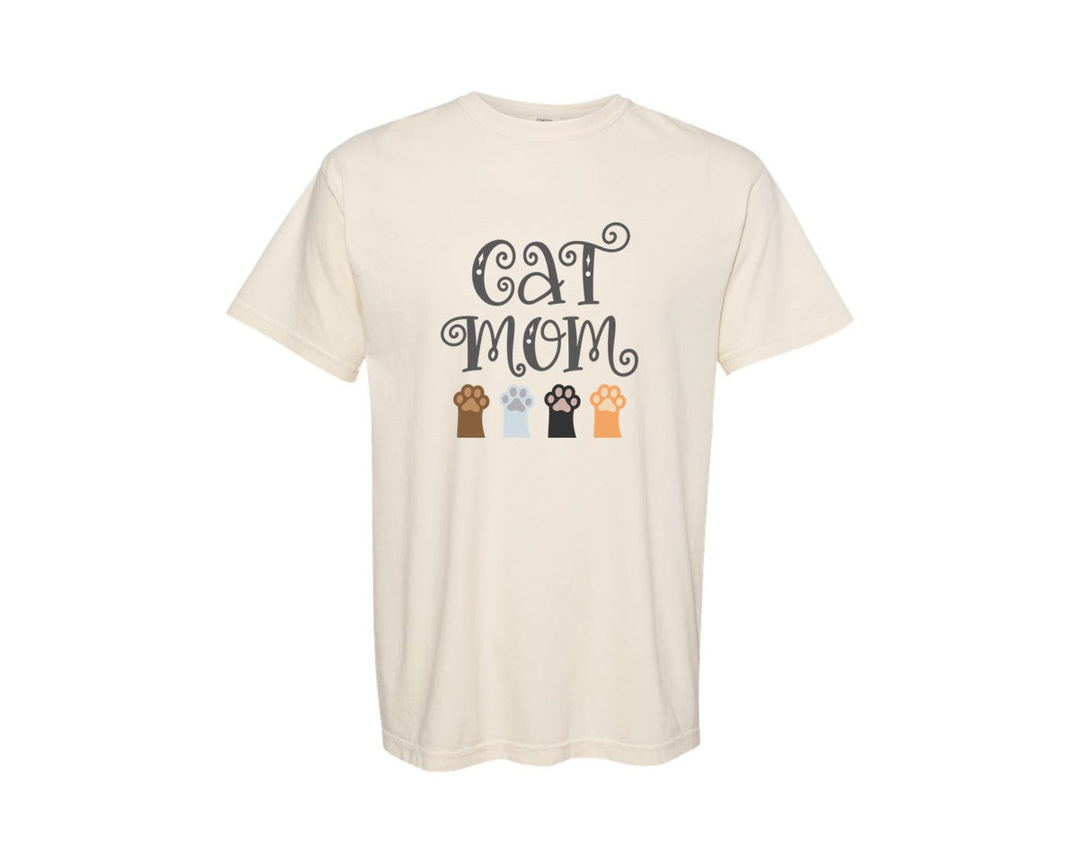 brand:Comfort Colors|color:Ivory|Cat Mom Cute Crazy Cat Lady Quote 2 Graphic T-Shirt