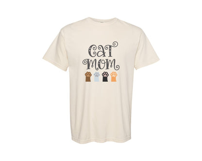 brand:Comfort Colors|color:Ivory|Cat Mom Cute Crazy Cat Lady Quote 2 Graphic T-Shirt