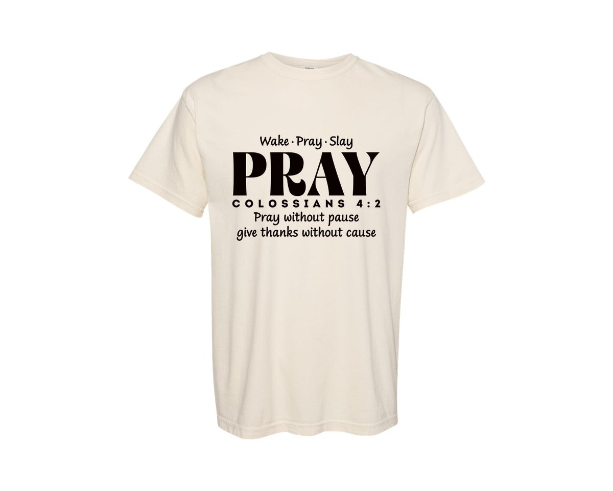brand:Comfort Colors|color:Ivory|Christian Bible Verse Pray Graphic T-Shirt