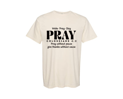 brand:Comfort Colors|color:Ivory|Christian Bible Verse Pray Graphic T-Shirt