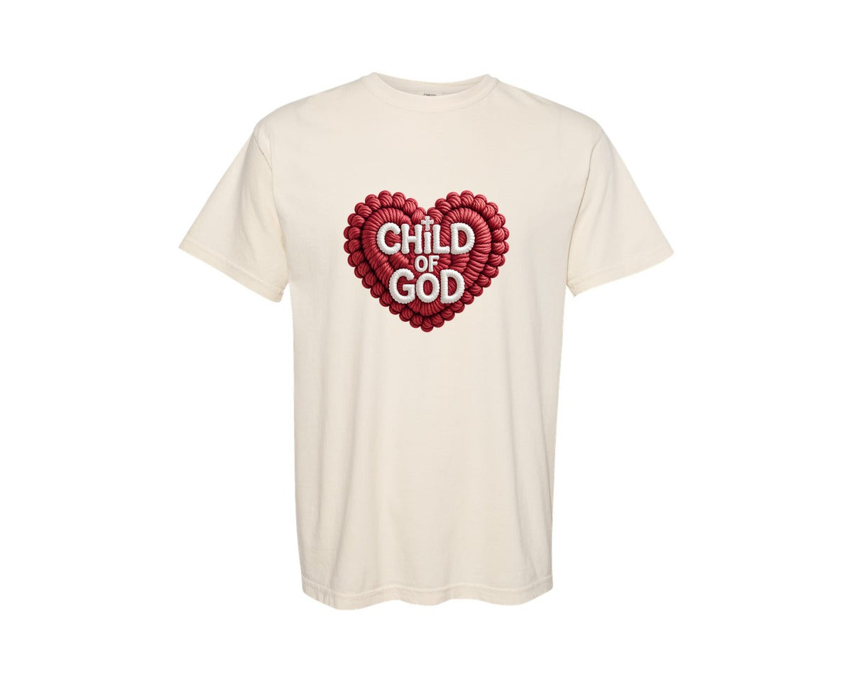 brand:Comfort Colors|color:Ivory|Crochet Christian Valentine 2 Graphic T-Shirt