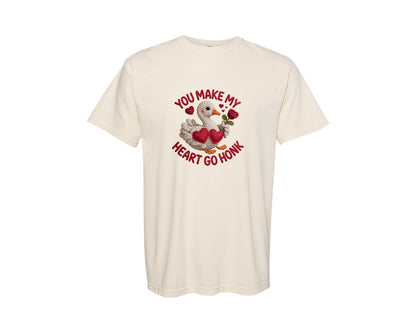 brand:Comfort Colors|color:Ivory|Valentines Day Goose Fluffy Valentine Graphic T-Shirt