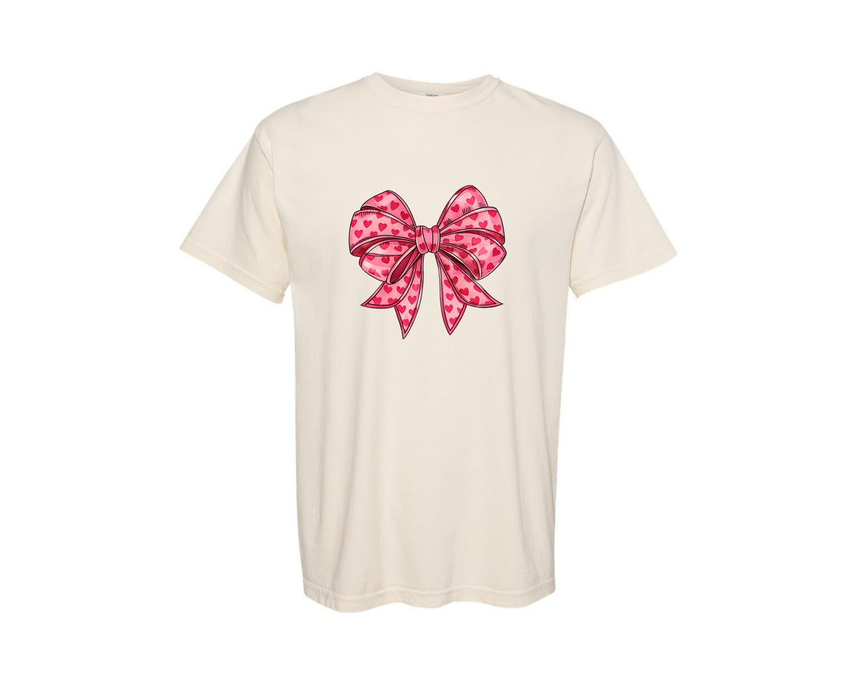 brand:Comfort Colors|color:Ivory|Valentines Day Heart Coquette Bow 21 Graphic T-Shirt
