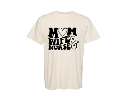 brand:Comfort Colors|color:Ivory|Mom Wife Nurse Wavy Graphic T-Shirt
