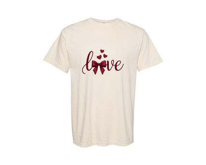 brand:Comfort Colors|color:Ivory|Love Bow Coquette Valentine Tshirt 2 Graphic T-Shirt