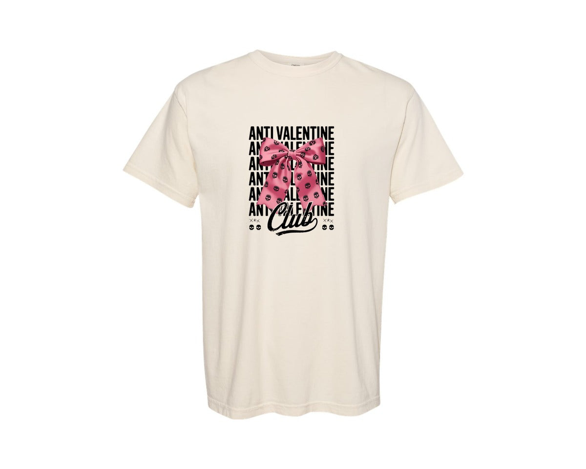 brand:Comfort Colors|color:Ivory|Anti Valentines Day Coquette Bow 15 Graphic T-Shirt