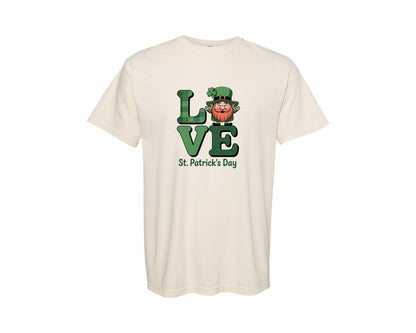 brand:Comfort Colors|color:Ivory|Love St Patricks Day Classic Green Graphic T-Shirt