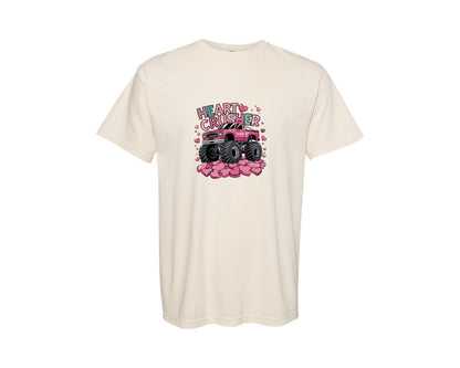 brand:Comfort Colors|color:Ivory|Valentines Truck Heart Crusher Graphic T-Shirt