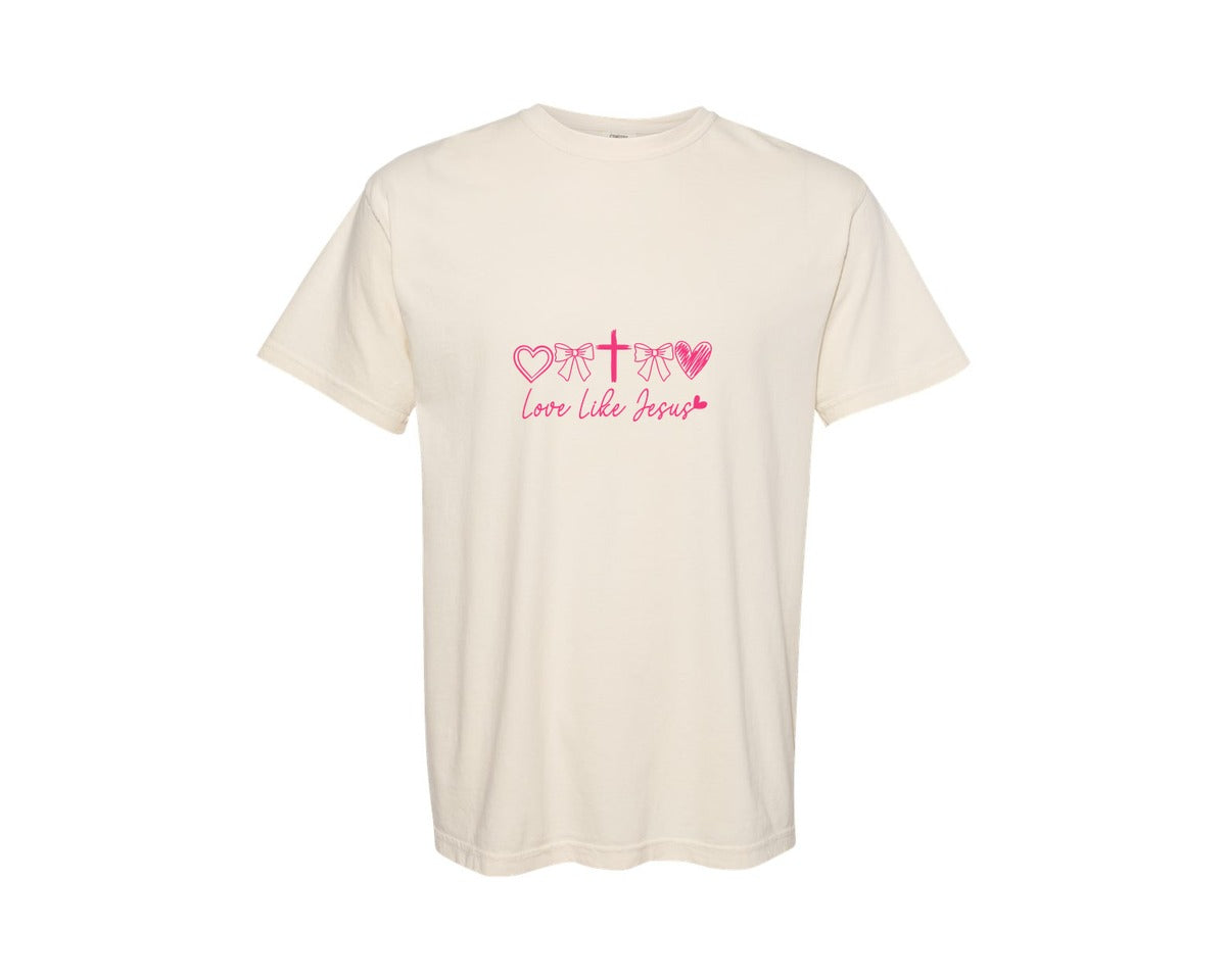 brand:Comfort Colors|color:Ivory|Love Like Jesus Jesus Loves You 3 Graphic T-Shirt