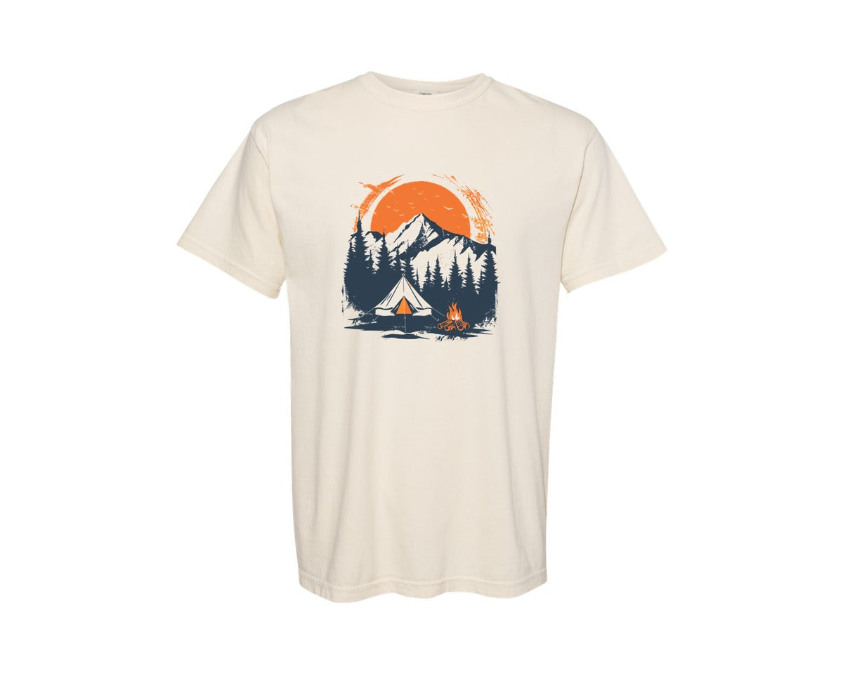 brand:Comfort Colors|color:Ivory|Sunset Camping Adventure T Shirt Design 3 Graphic T-Shirt