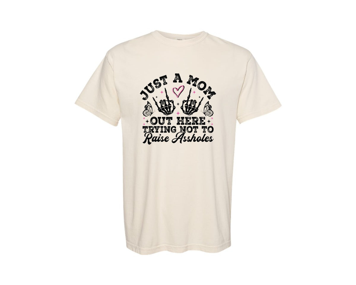 brand:Comfort Colors|color:Ivory|Just A Mom Funny Mom Sassy Mom 3 Graphic T-Shirt