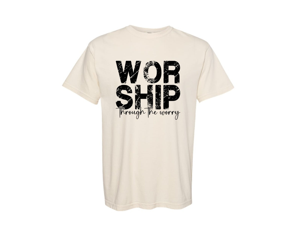 brand:Comfort Colors|color:Ivory|Worship Through The Worry Graphic T-Shirt