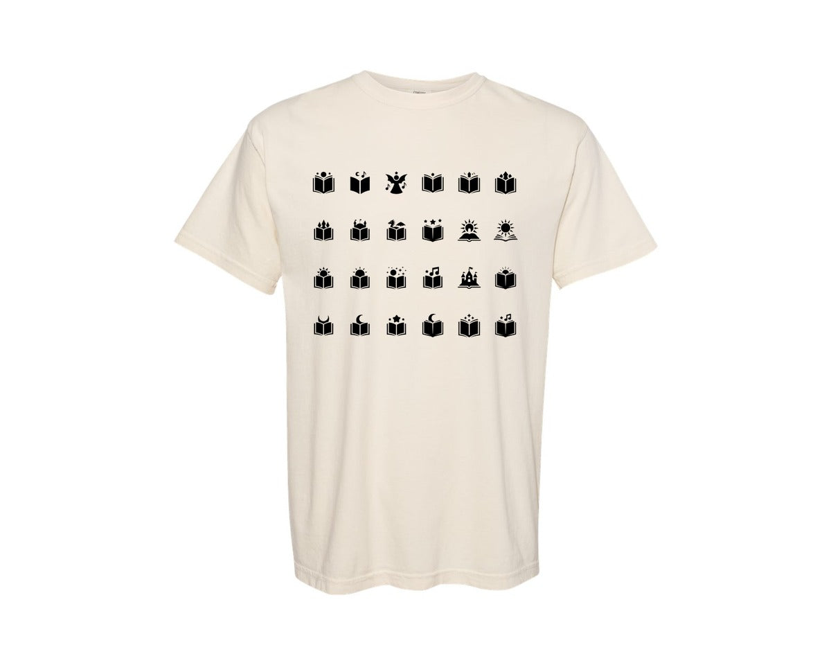 brand:Comfort Colors|color:Ivory|Open Book With Fantasy Graphic T-Shirt