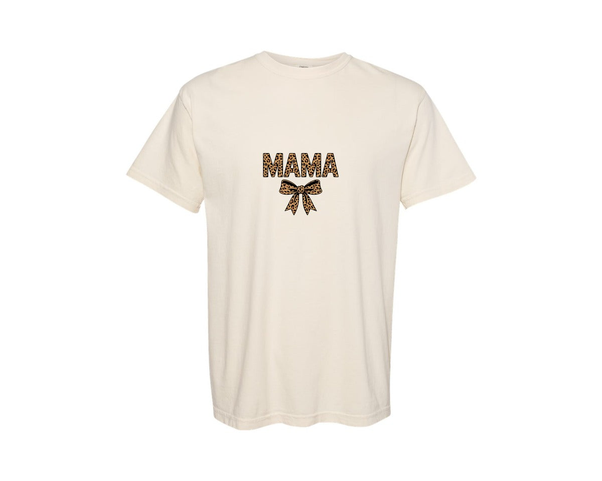 brand:Comfort Colors|color:Ivory|Mama Leopard Coquette Bow 6 Graphic T-Shirt