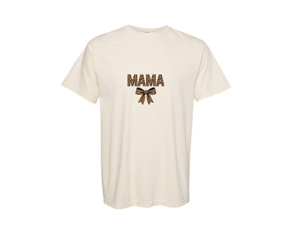 brand:Comfort Colors|color:Ivory|Mama Leopard Coquette Bow 6 Graphic T-Shirt
