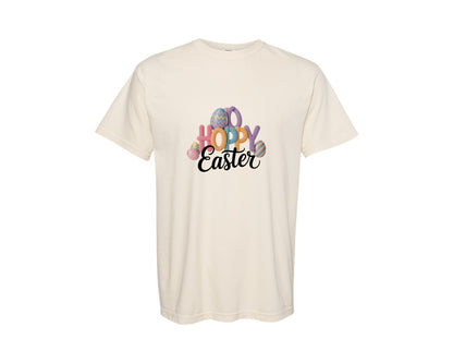 brand:Comfort Colors|color:Ivory|Faux Yarn Crochet Happy Easter 4 Graphic T-Shirt