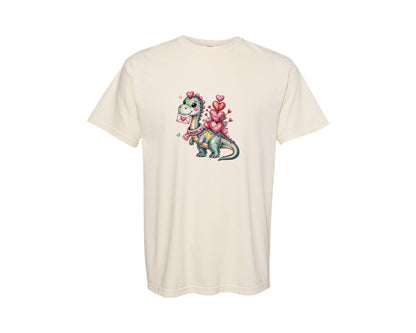 brand:Comfort Colors|color:Ivory|Valentine Dinosaur Valentine Graphic T-Shirt
