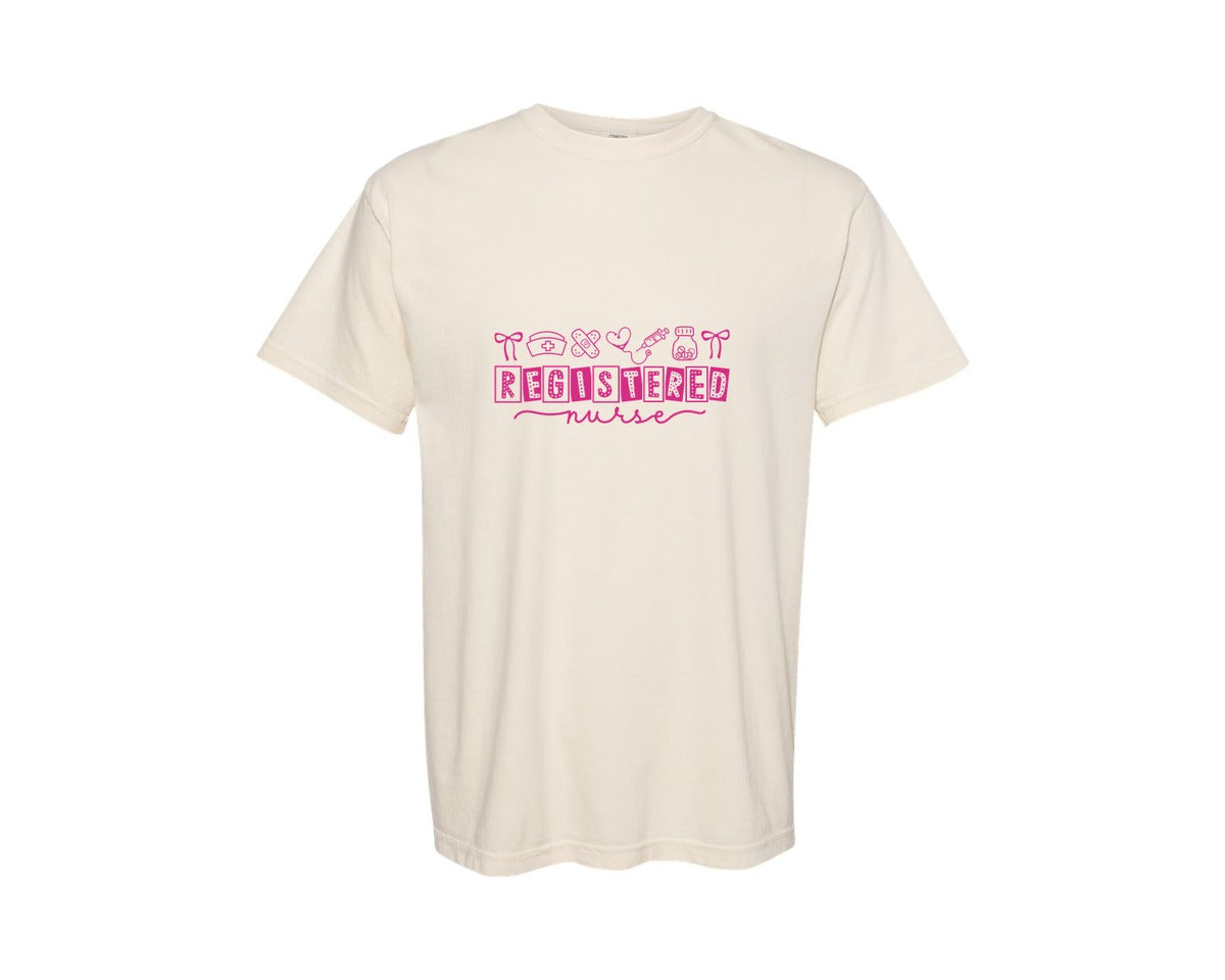 brand:Comfort Colors|color:Ivory|Nurse Icons Doodle Registered Nurse Graphic T-Shirt