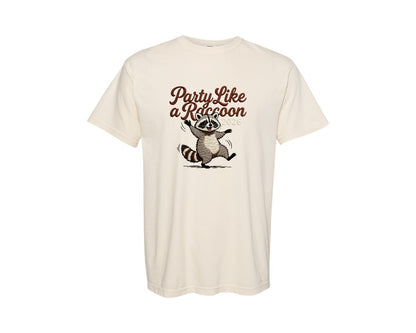 brand:Comfort Colors|color:Ivory|Nye Funny Raccoon Faux Embroidery Graphic T-Shirt