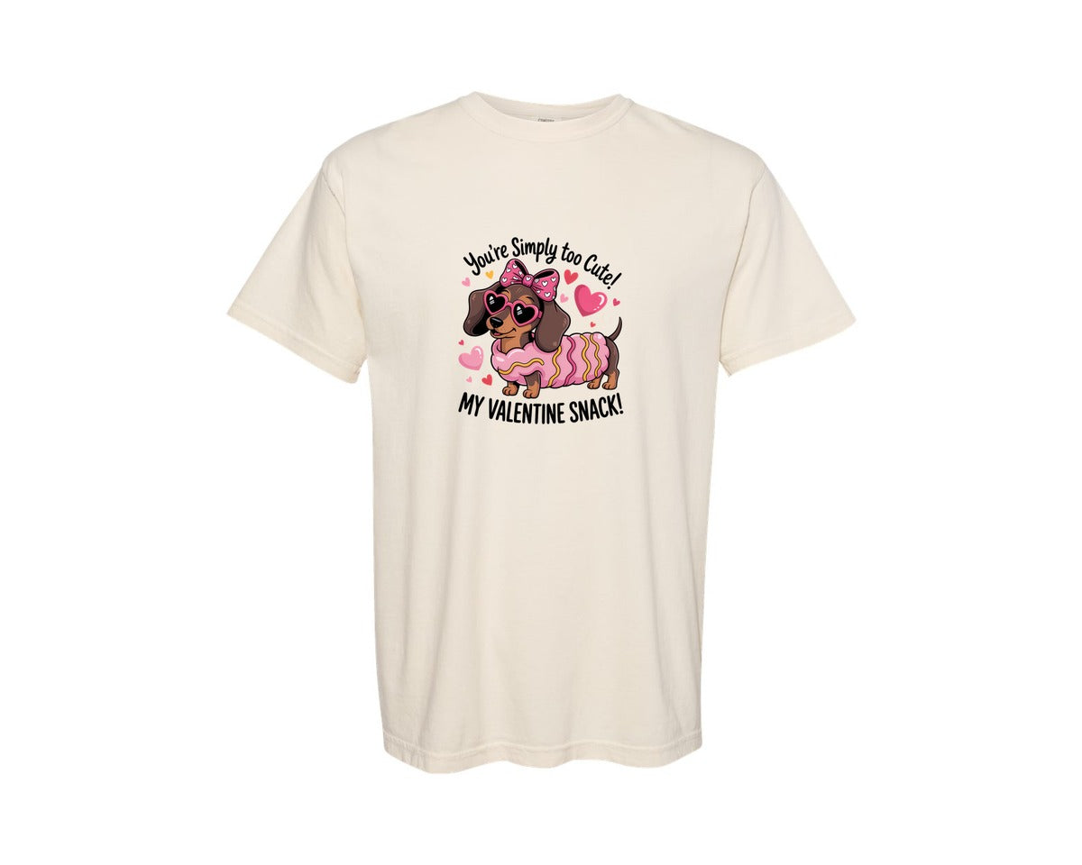 brand:Comfort Colors|color:Ivory|Funny Valentine Dachshund Valentine Graphic T-Shirt