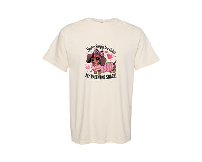brand:Comfort Colors|color:Ivory|Funny Valentine Dachshund Valentine Graphic T-Shirt
