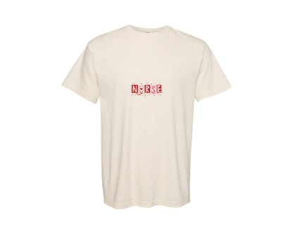brand:Comfort Colors|color:Ivory|Nurse Valentine Day Pink Bow 2 Graphic T-Shirt