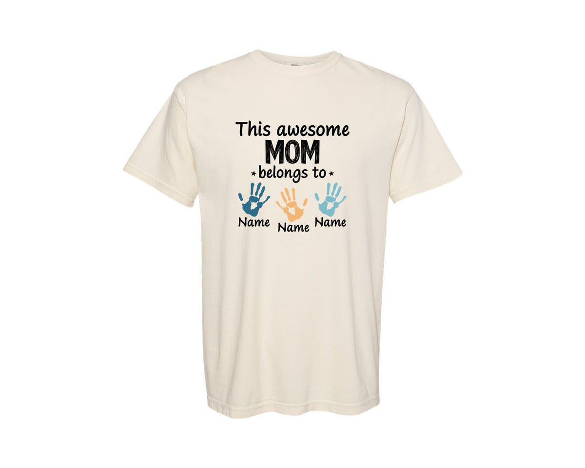 brand:Comfort Colors|color:Ivory|Mothers Day Mom Life Custom Kids Graphic T-Shirt