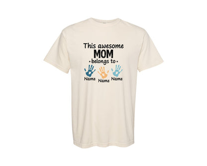 brand:Comfort Colors|color:Ivory|Mothers Day Mom Life Custom Kids Graphic T-Shirt