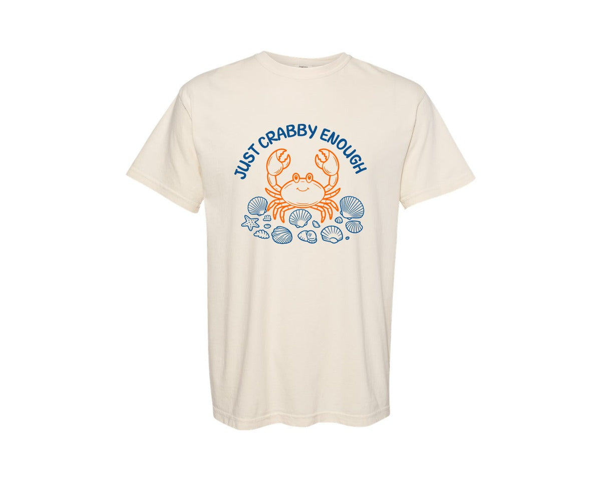 brand:Comfort Colors|color:Ivory|Just Crabby Enough T Shirt Design Graphic T-Shirt