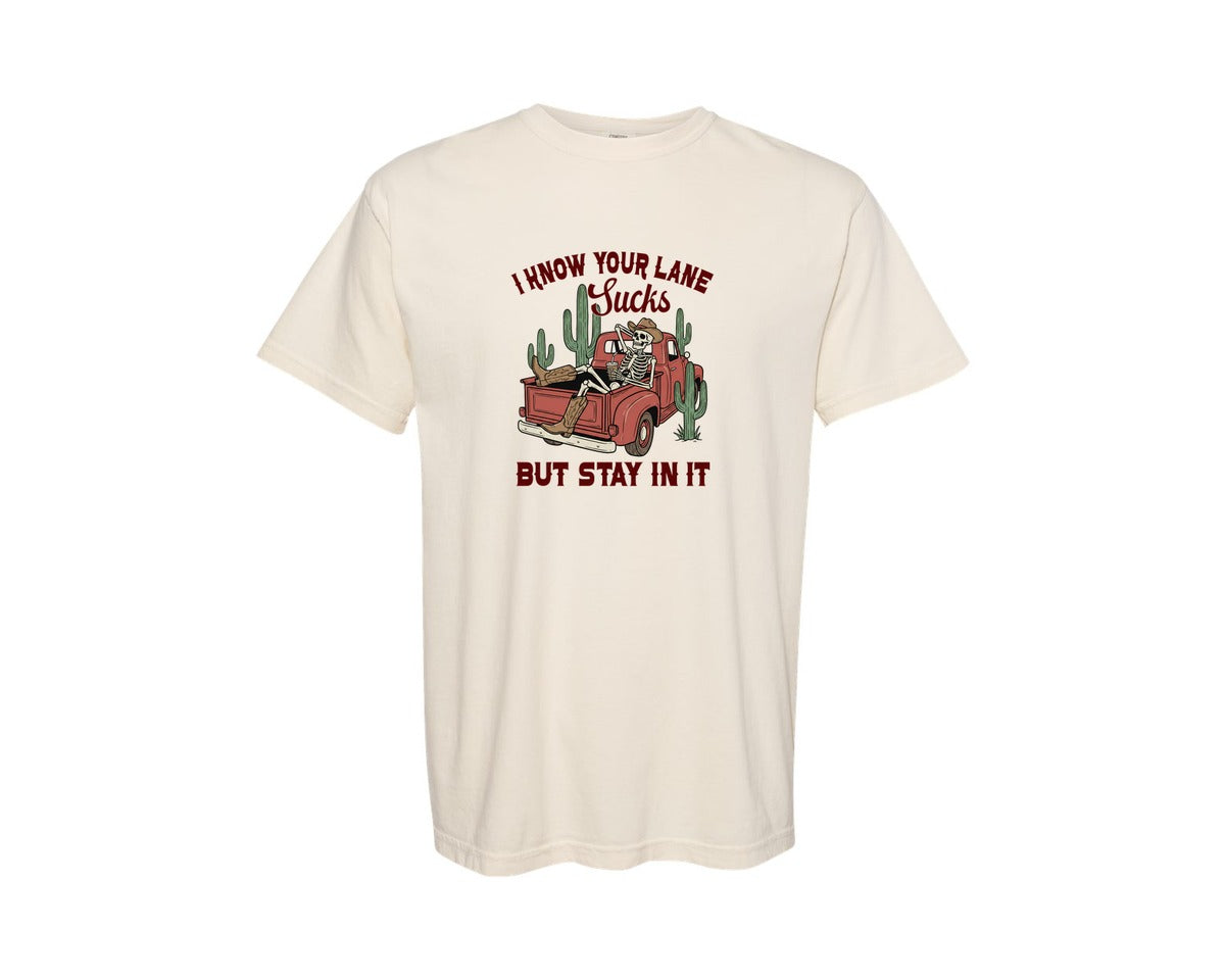 brand:Comfort Colors|color:Ivory|Funny Skeleton Cowboy Design Graphic T-Shirt