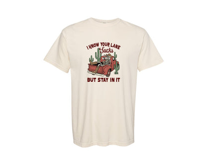 brand:Comfort Colors|color:Ivory|Funny Skeleton Cowboy Design Graphic T-Shirt