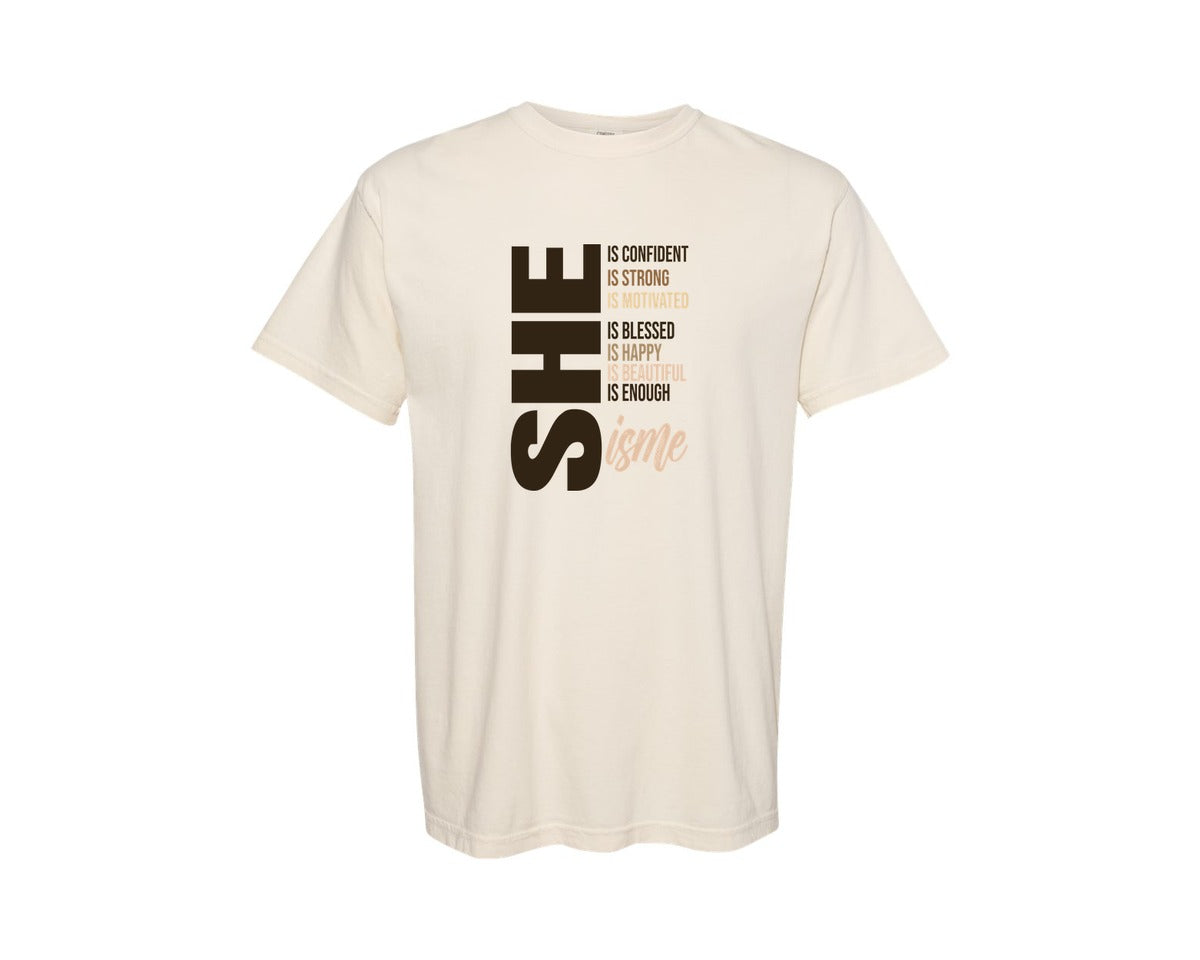 brand:Comfort Colors|color:Ivory|Black Woman Empowerment She Is Me Graphic T-Shirt