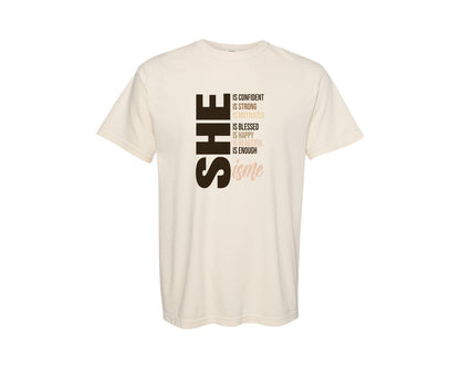 brand:Comfort Colors|color:Ivory|Black Woman Empowerment She Is Me Graphic T-Shirt