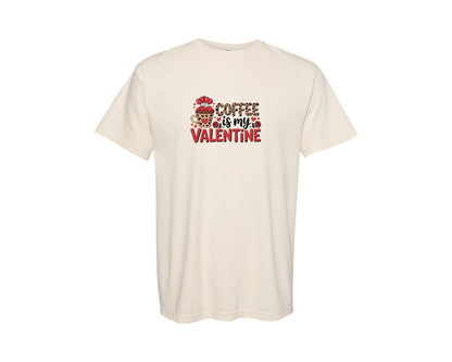 brand:Comfort Colors|color:Ivory|Coffee Is My Valentine Leopard Mug Graphic T-Shirt