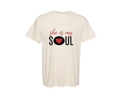 brand:Comfort Colors|color:Ivory|Soul Mate Matching Couple Valentine Graphic T-Shirt