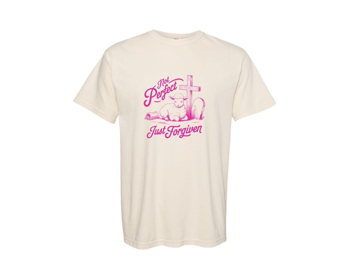 brand:Comfort Colors|color:Ivory|Not Perfect Just Forgiven Design 18 Graphic T-Shirt