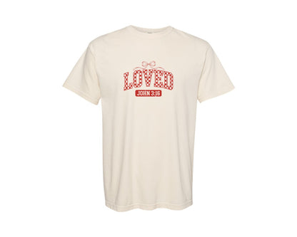 brand:Comfort Colors|color:Ivory|Loved John 316 Valentine 2 Graphic T-Shirt