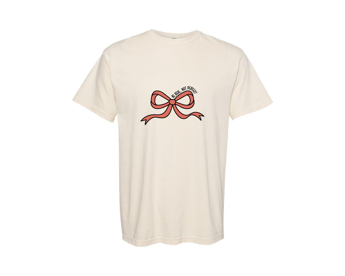 brand:Comfort Colors|color:Ivory|Be Real Not Perfect Motivational 3 Graphic T-Shirt